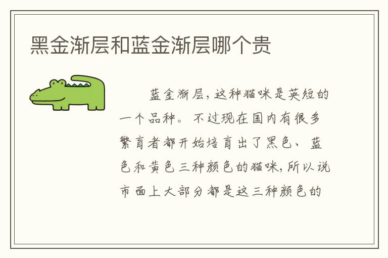 黑金渐层和蓝金渐层哪个贵
