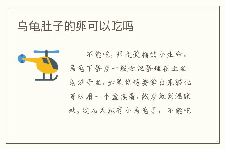 乌龟肚子的卵可以吃吗