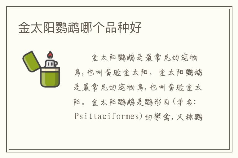 金太阳鹦鹉哪个品种好