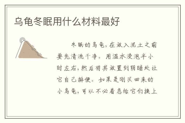 乌龟冬眠用什么材料最好