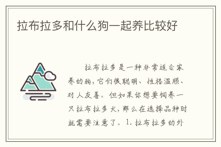 拉布拉多和什么狗一起养比较好